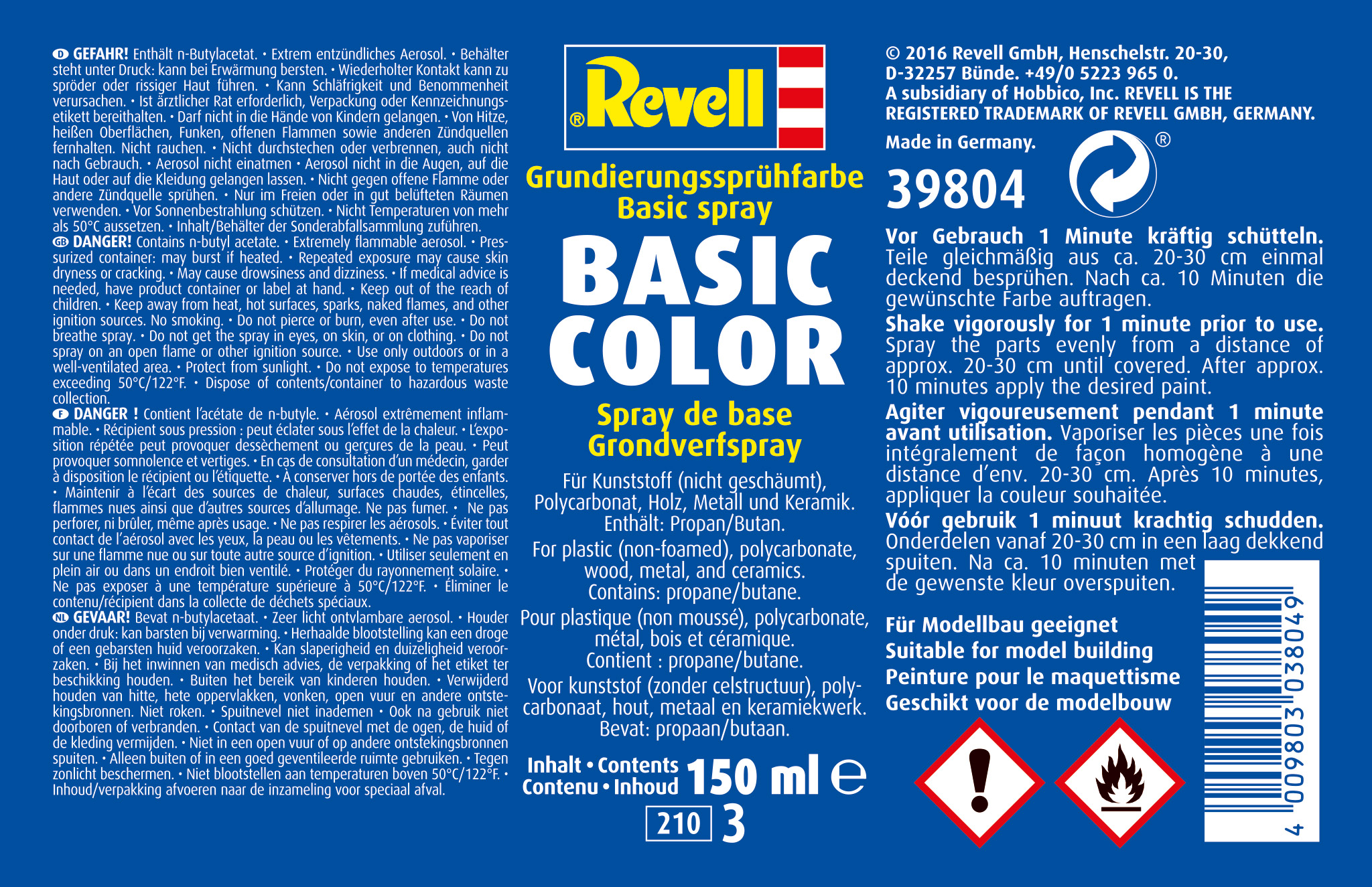 Revell 39804 Basic Color Grundierungsspray 150ml