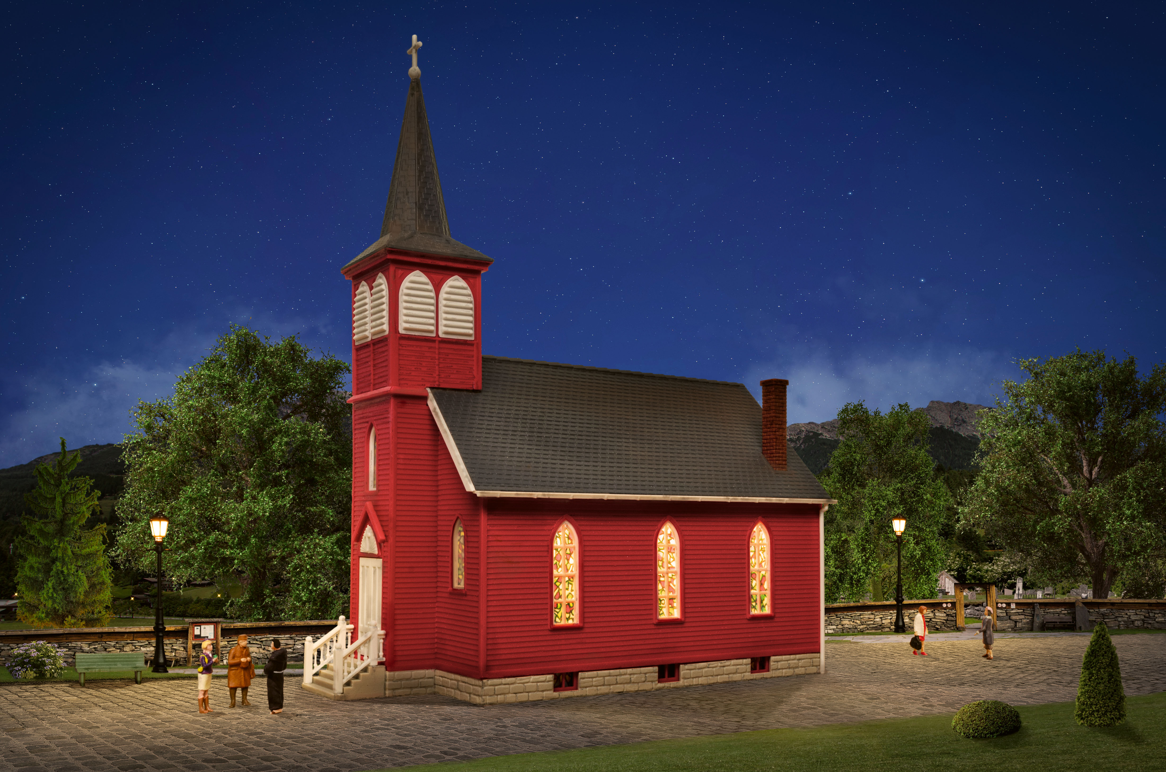 Kibri 38845 H0 Landkirche mit LED-Beleuchtung