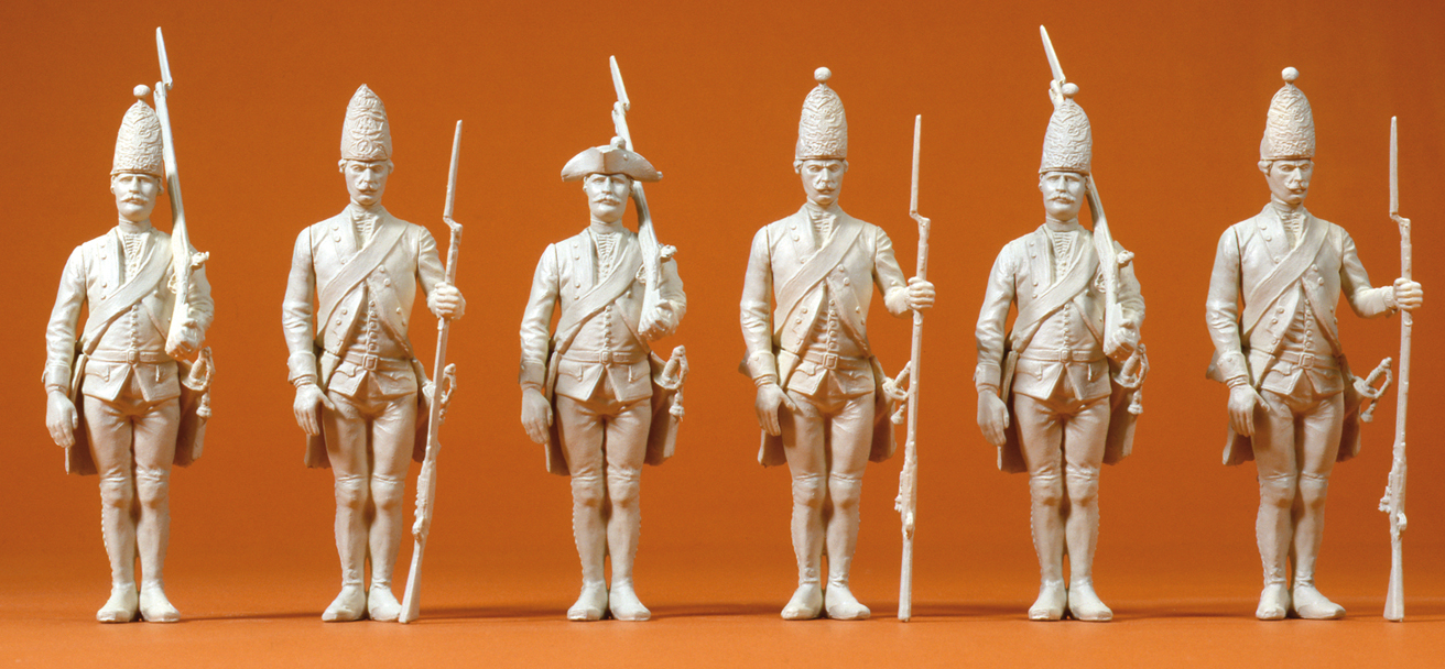 57809 Preußen 1756. 6 unbemalte Figuren. Bau-