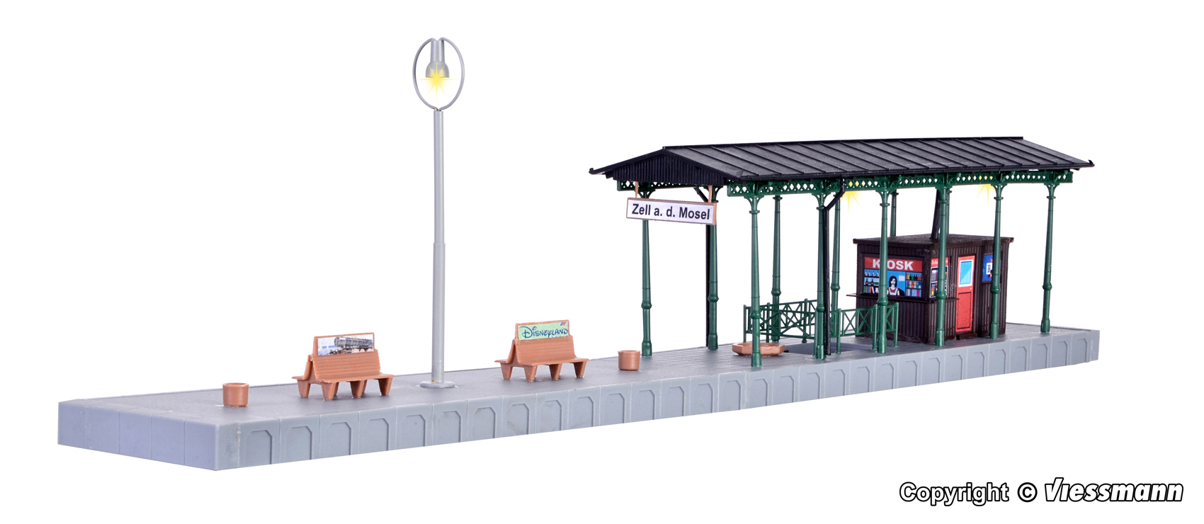 Kibri 39564 Bahnsteig Zell mit LED-Beleuchtung