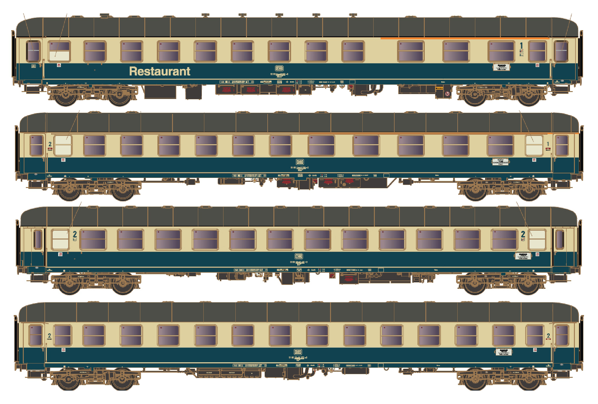 43052 DB Reisezugwagen-Set B D351 4-tlg Ep.4