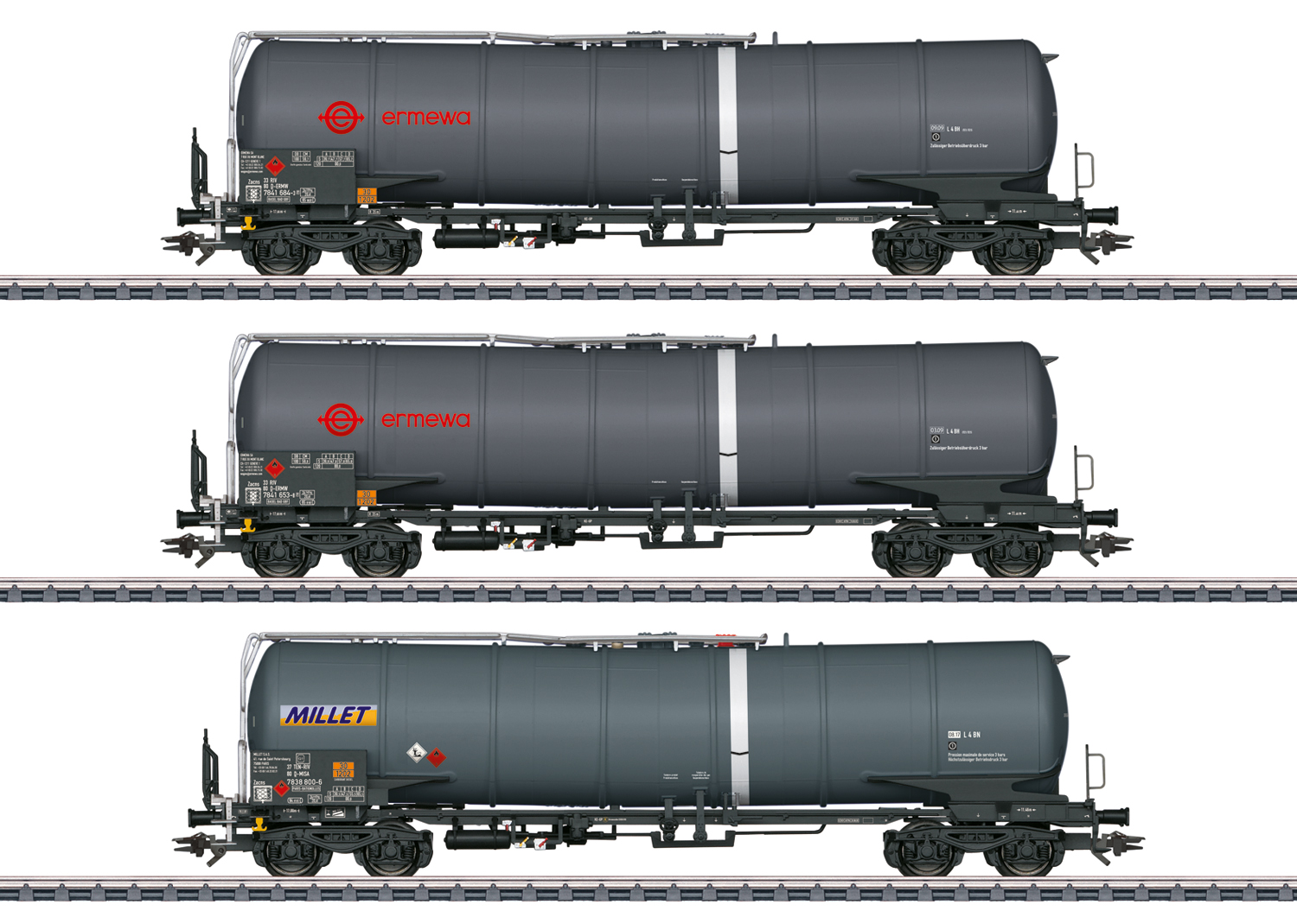 47551 Ermewa/Millet Kesselwagen-Set 3tlg. Ep.6