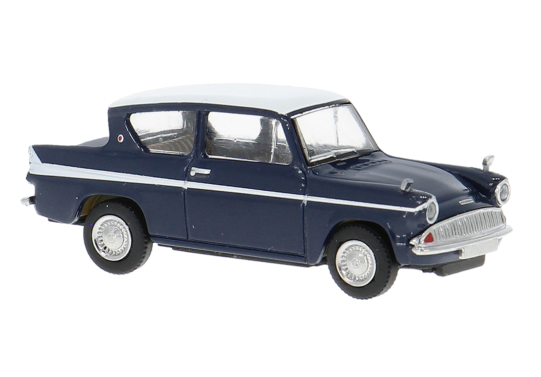 19337 Ford Anglia dunkelblau/weiß