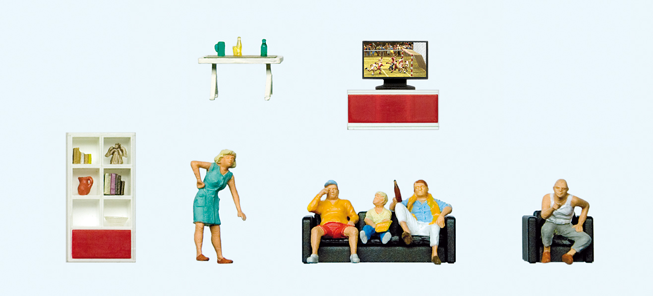 Preiser 10649 Familie beim Fernsehen. Wohnzimmer-