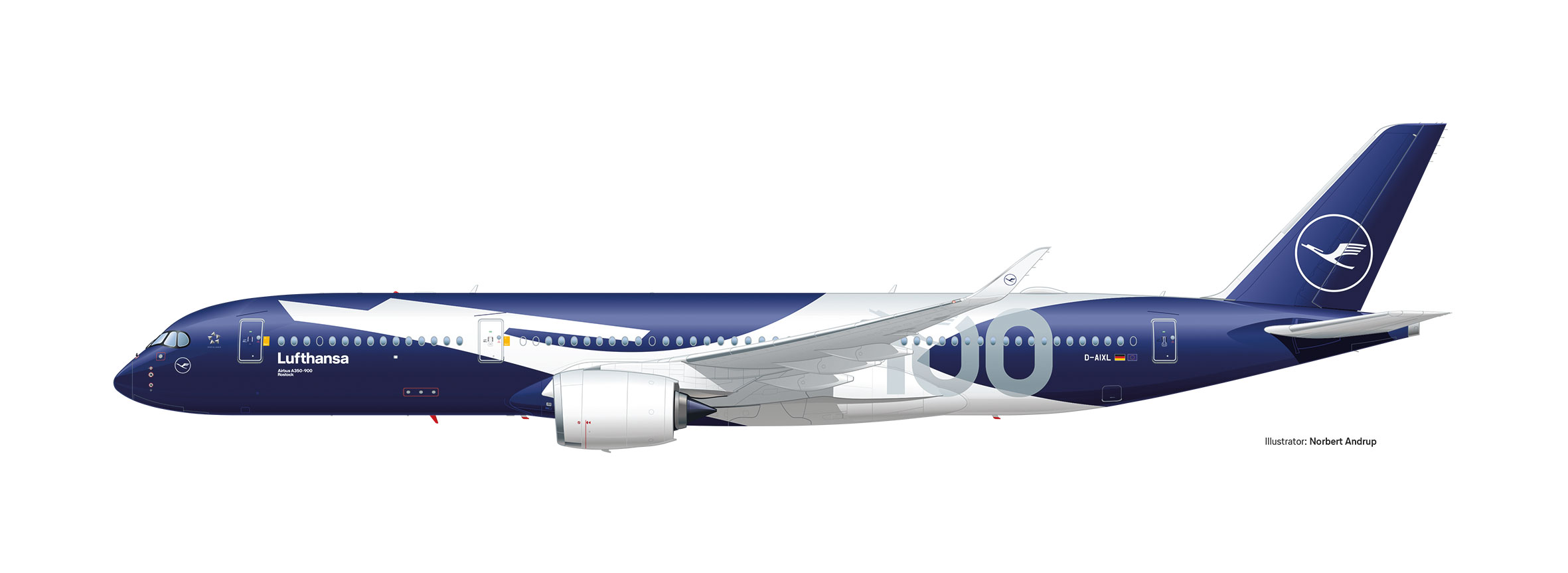 Herpa 573993 Airbus A350-900 Lufthansa 100 Jahre