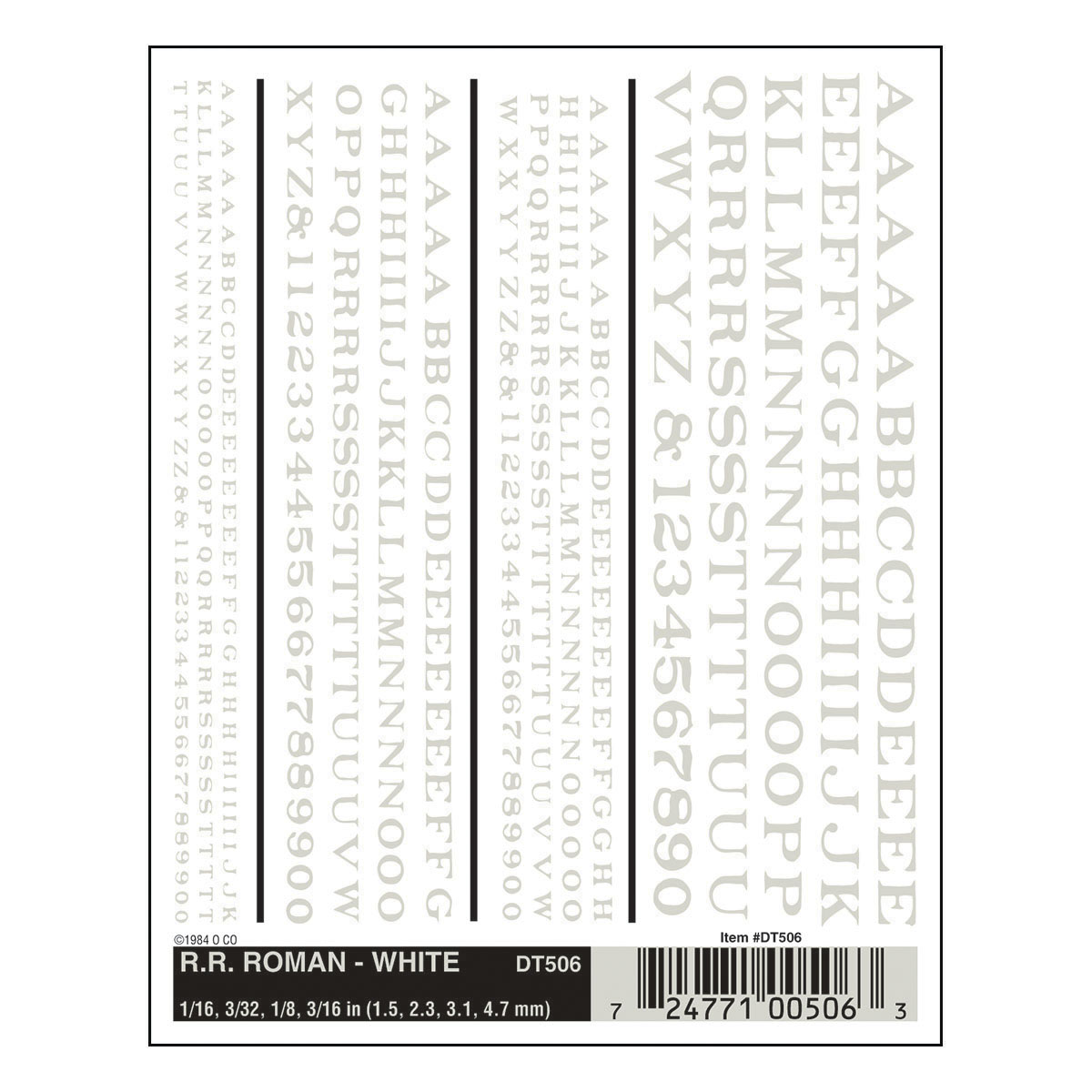 WDT506 Weiße Buchstaben & Zahlen