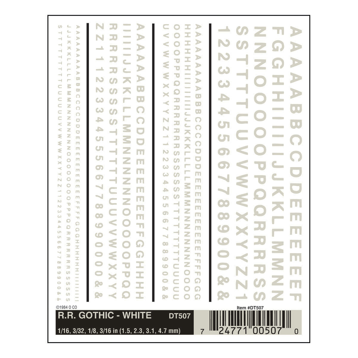 WDT507 Weiße Buchstaben & Zahlen