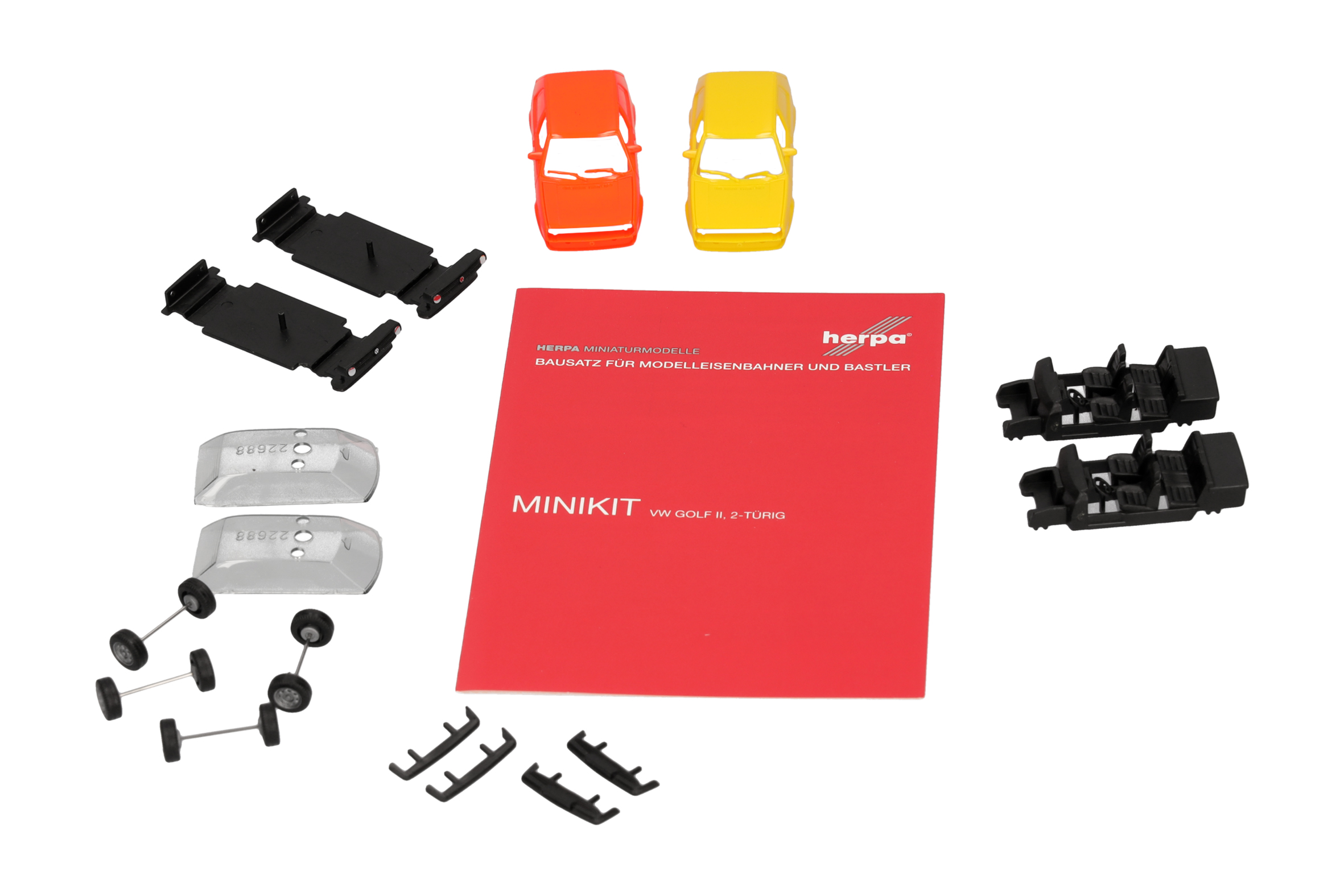 Herpa 014281 MiniKit: 2x VW Golf II Kasten rot/gelb