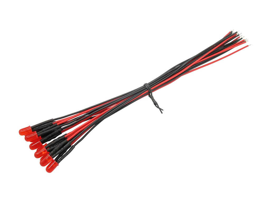 51242 10 Stück LED 5mm eingefärbt mit Anschlu