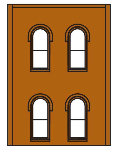 DPM30108 Two-Story Arched Four Window Wall, 4 St.