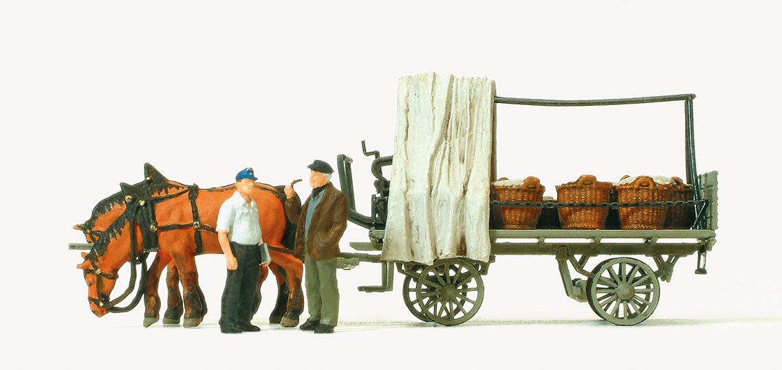 Preiser 30449 Rollwagen mit Gemüseladung.