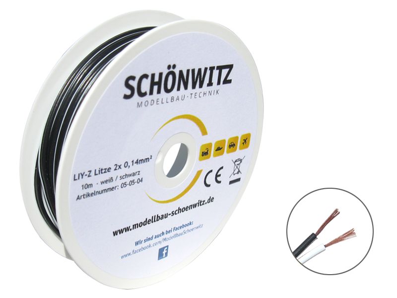 50986 10m LIYZ Zwillingslitze 2x 0,14mm² weiß