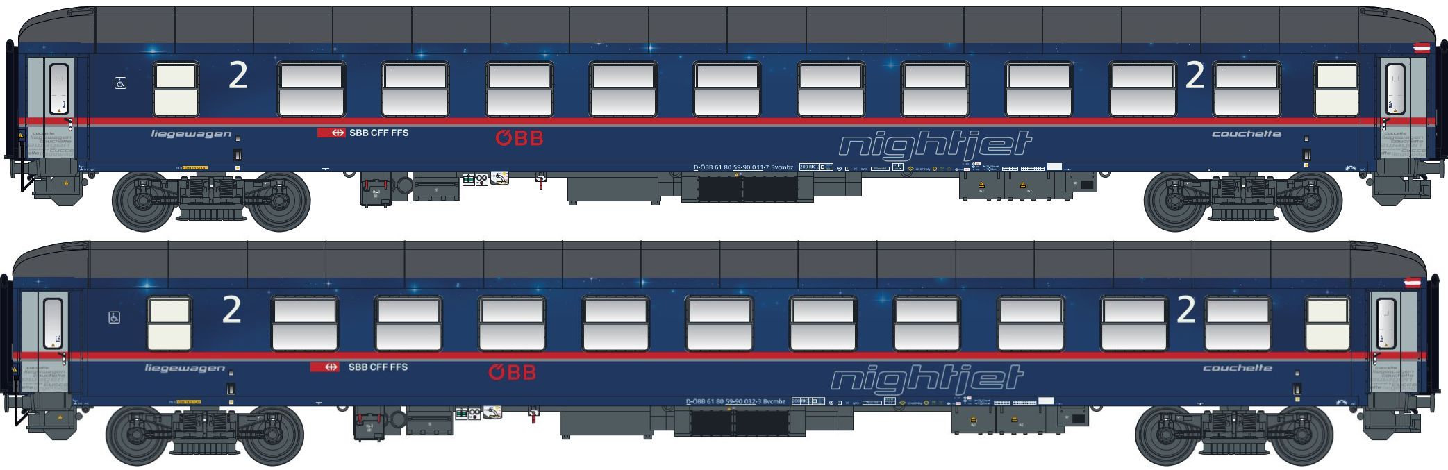97206AC ÖBB Nightjet Liegwagen-Set 2-tlg Ep.6 AC