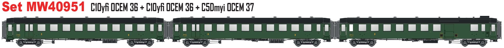 MW40951 SNCF Personenwagen-Set 3-tlg. OCEM Ep.3a