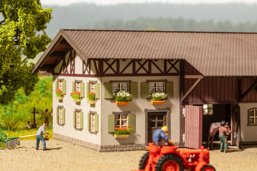 14009 Blumenkästen blühend rot, weiß und gelb