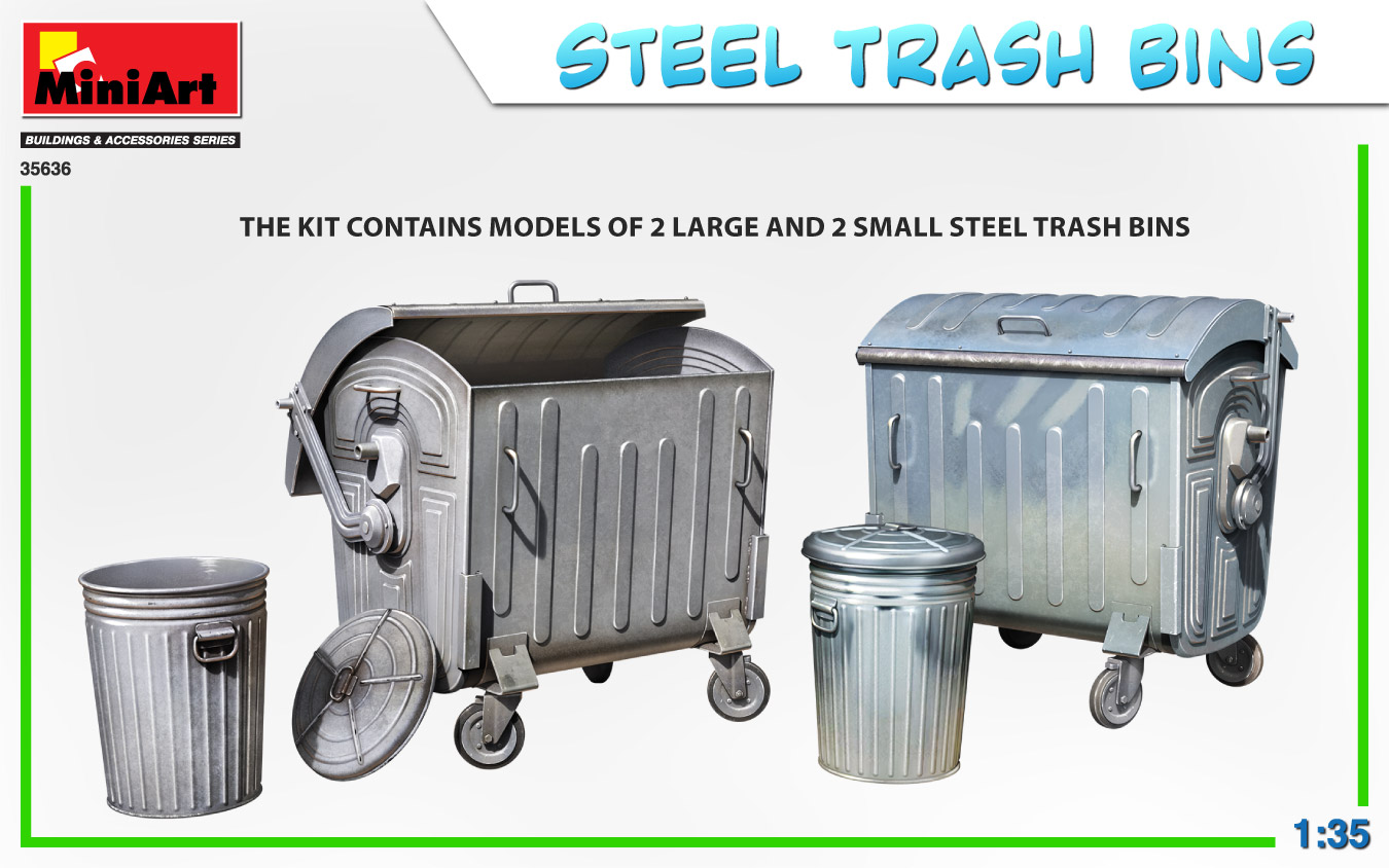 35636 Steel Trasch Bins / Müllcontainer