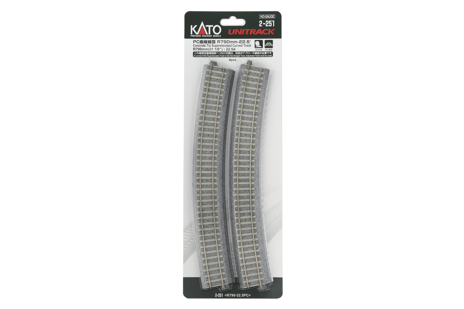 2-251 Gleis gebogen R790 22,5° überhöht, 4 St.