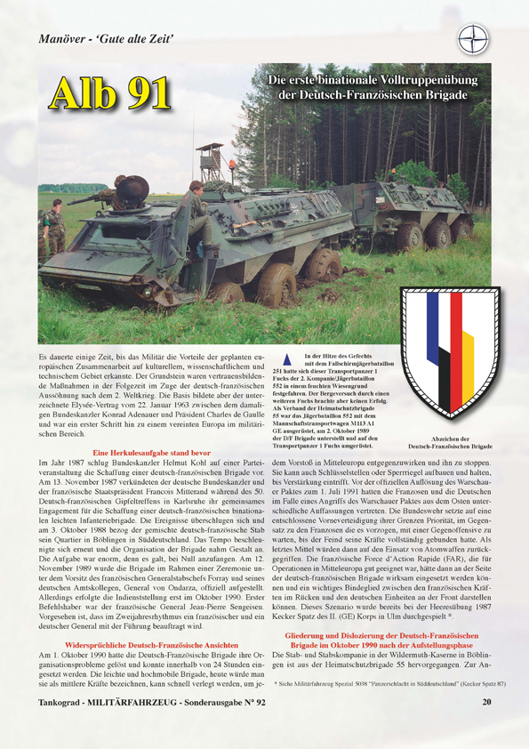 Tankograd TG92 MILITÄRFAHRZEUG N° 92