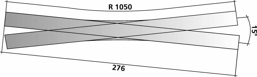 85391 Hand-Doppelkreuzungsweiche 15°, L=276mm