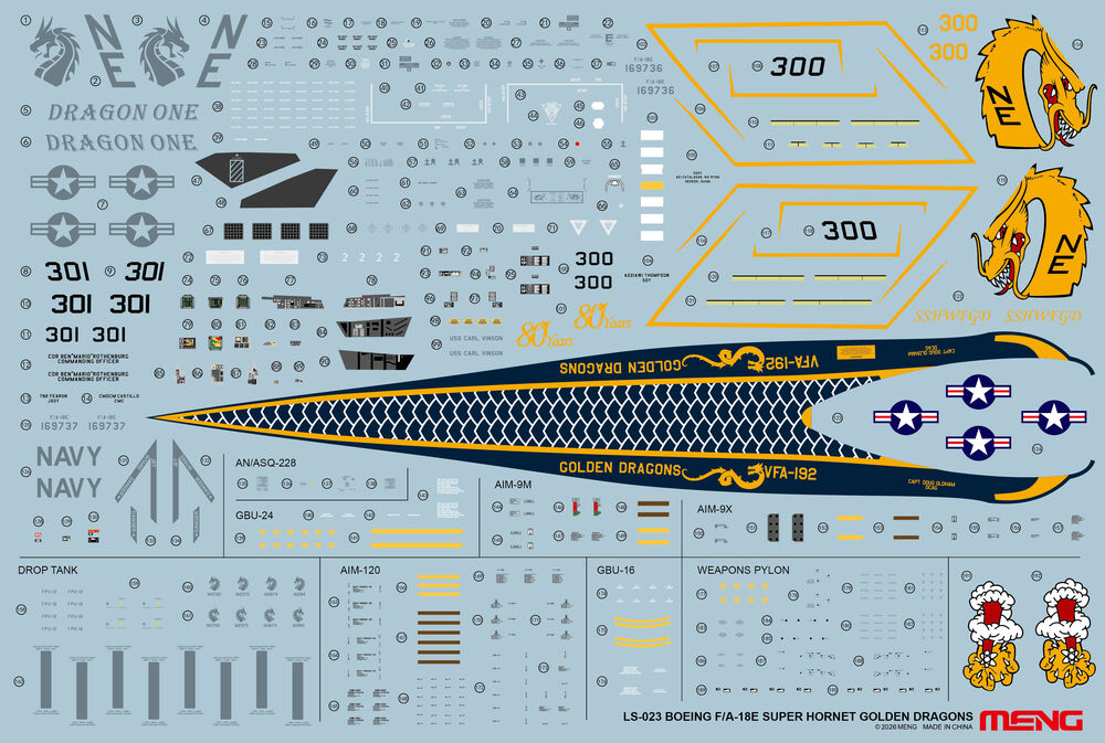 MENG LS-023 Boeing F/A-18E Golden Dragons