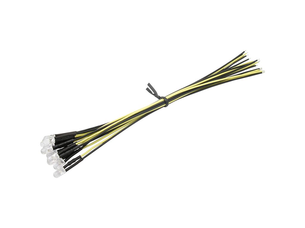 51233 10 Stück LED 5mm klar mit Anschlusskabe