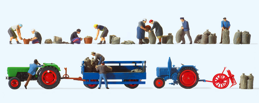 Preiser 13008 Kartoffelernte. 11 handbemalte Miniatur-
