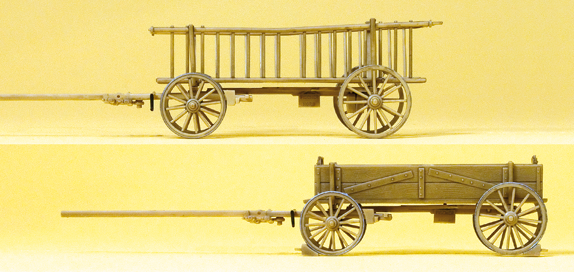 Preiser 30413 Abgestellter Leiter- und Kastenwagen
