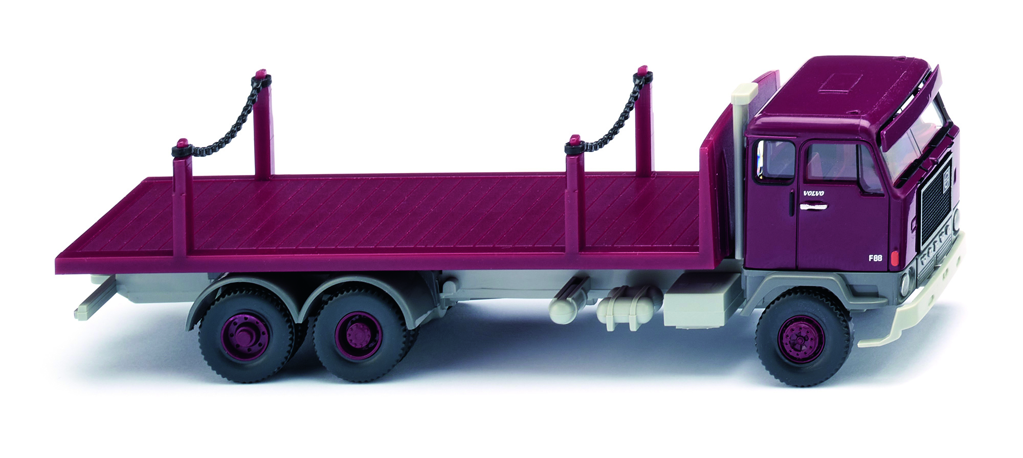 044701 Volvo F88 Rungenpritschen-Lkw weinrot