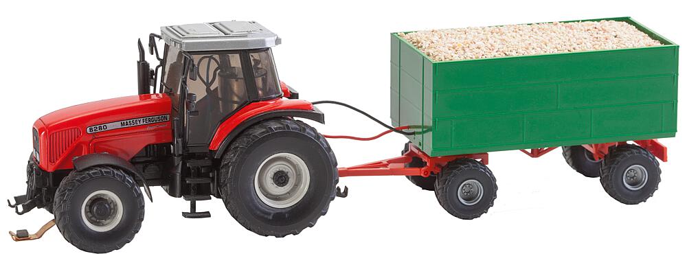 Faller 161588 MF Traktor mit Hackschnitzel-Anhänger