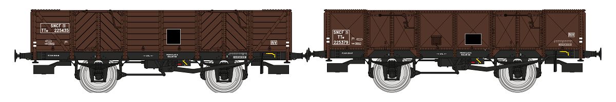 REE Modeles WB-819 SNCF offene Güterwagen-Set 2-tlg. Ep.3a