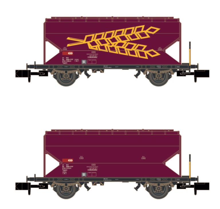 AareValleyModels 1614-100 SBB Getreidewagen-Set Tgpps 2-tlg Ep.4