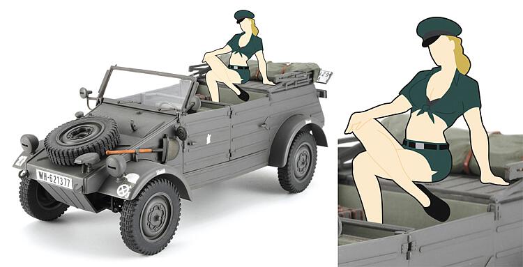 Hasegawa 652253 Kübelwagen 82 mit blonder Frau