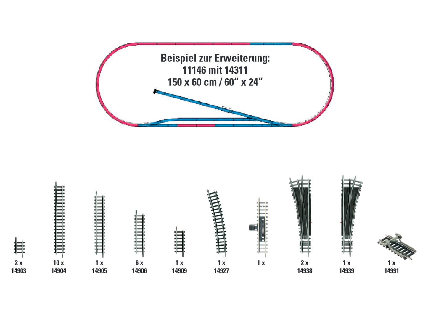 14311 Gleis-Ergänzungs-Set H1
