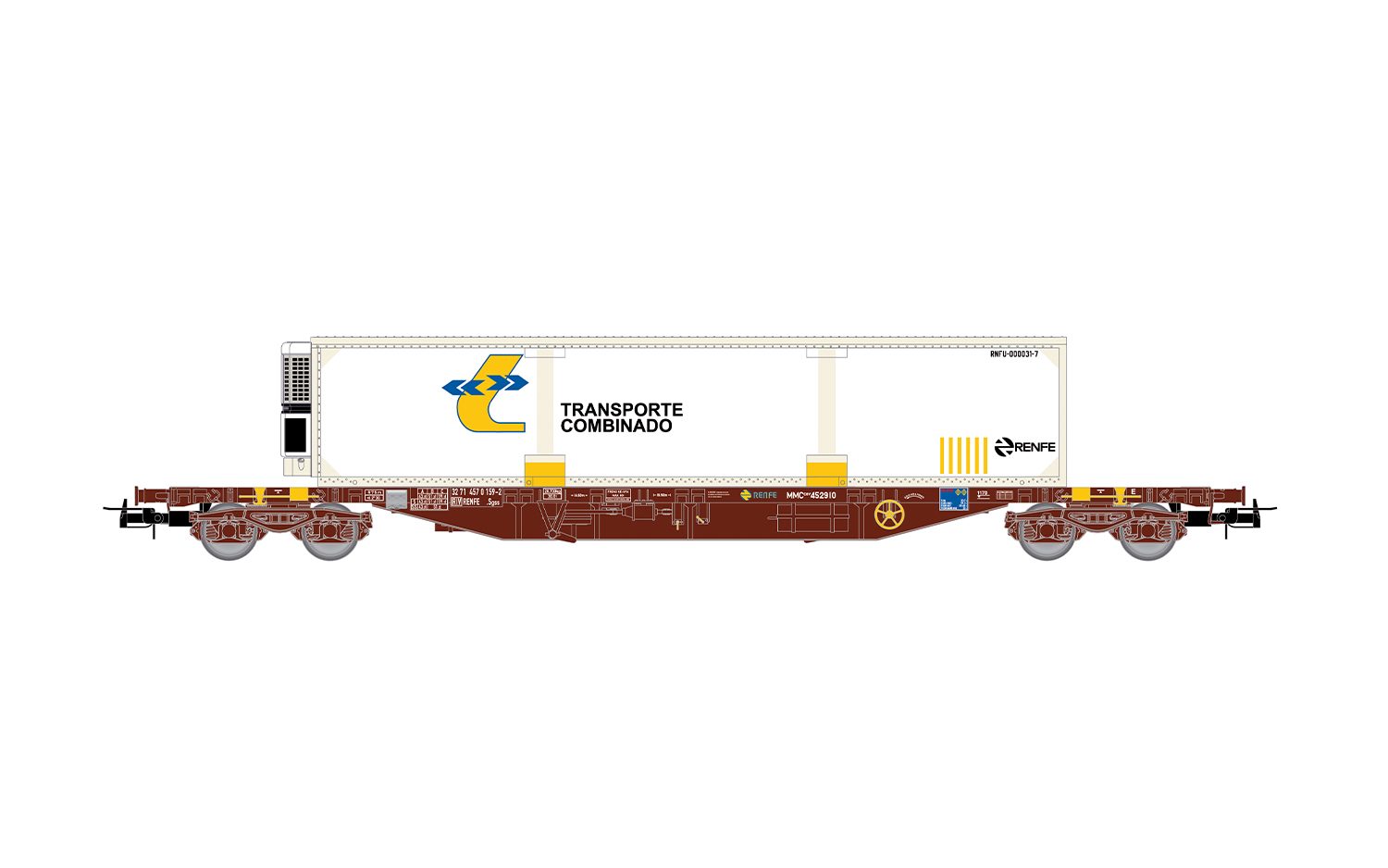 HE6080 RENFE, 4-achs. Containerwagen MMC3, oxi