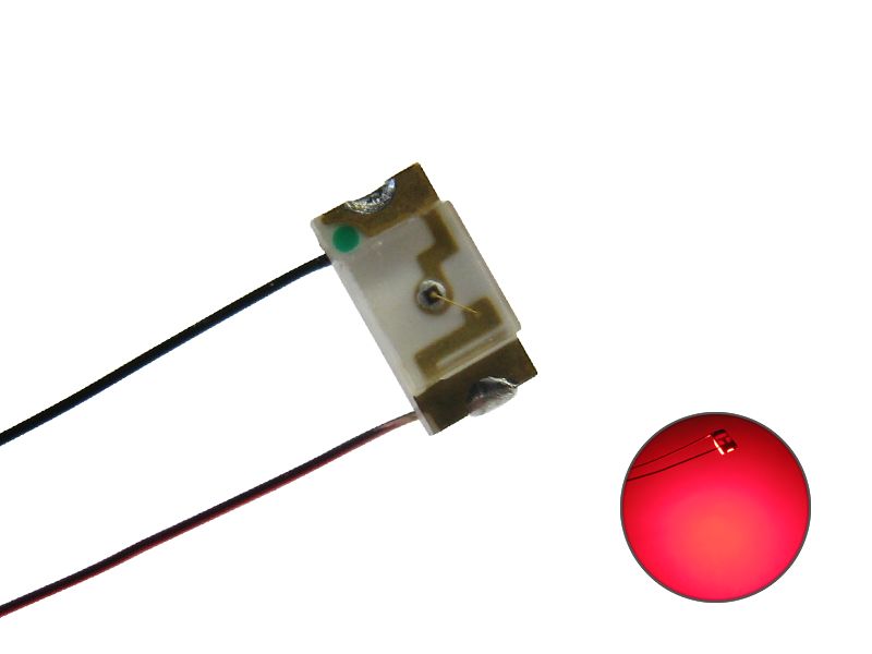 50231 LED SMD 1206 mit Kupferlackdraht rot