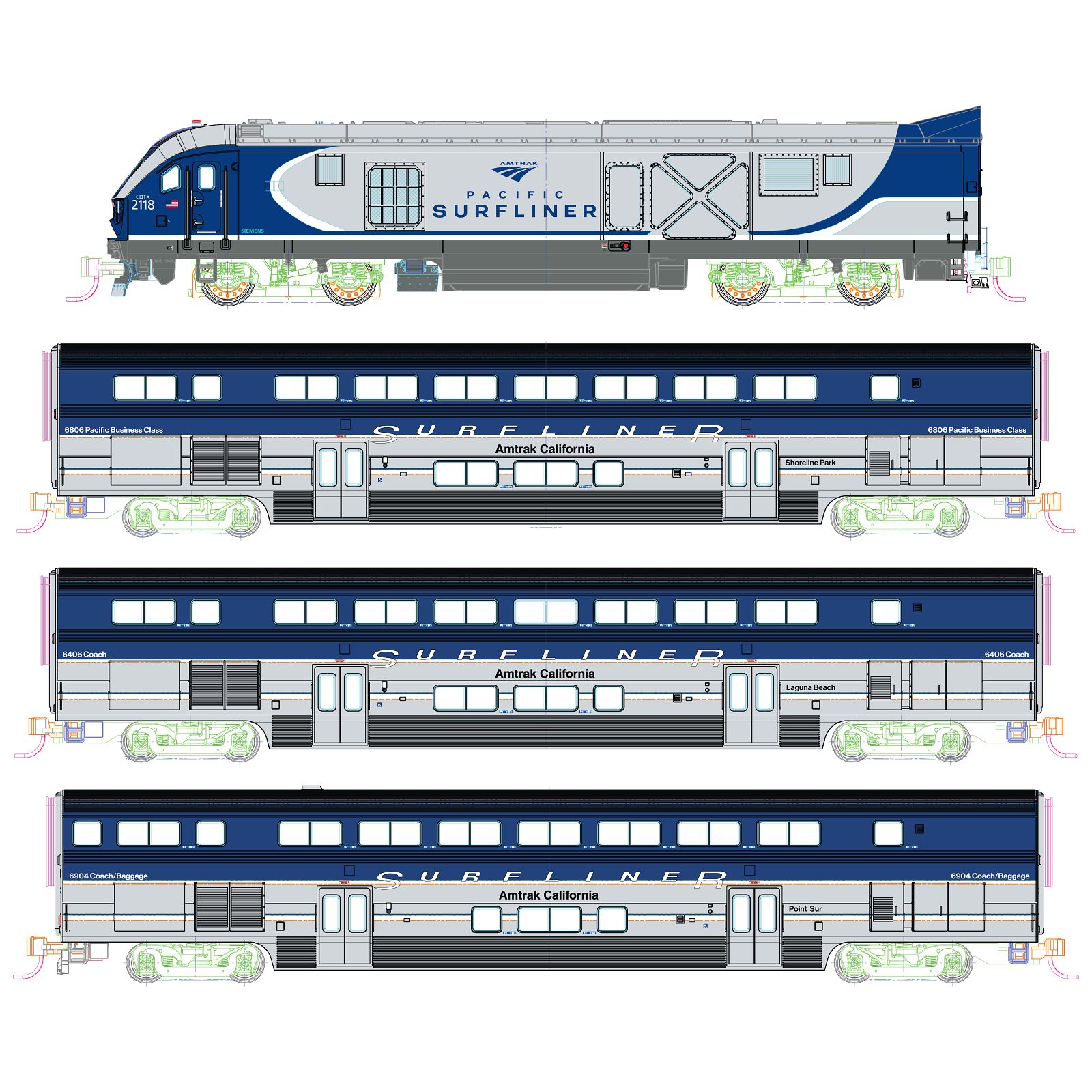 Kato 106-9001 Amtrak Surfliner Zugset 4-tlg Ep.6