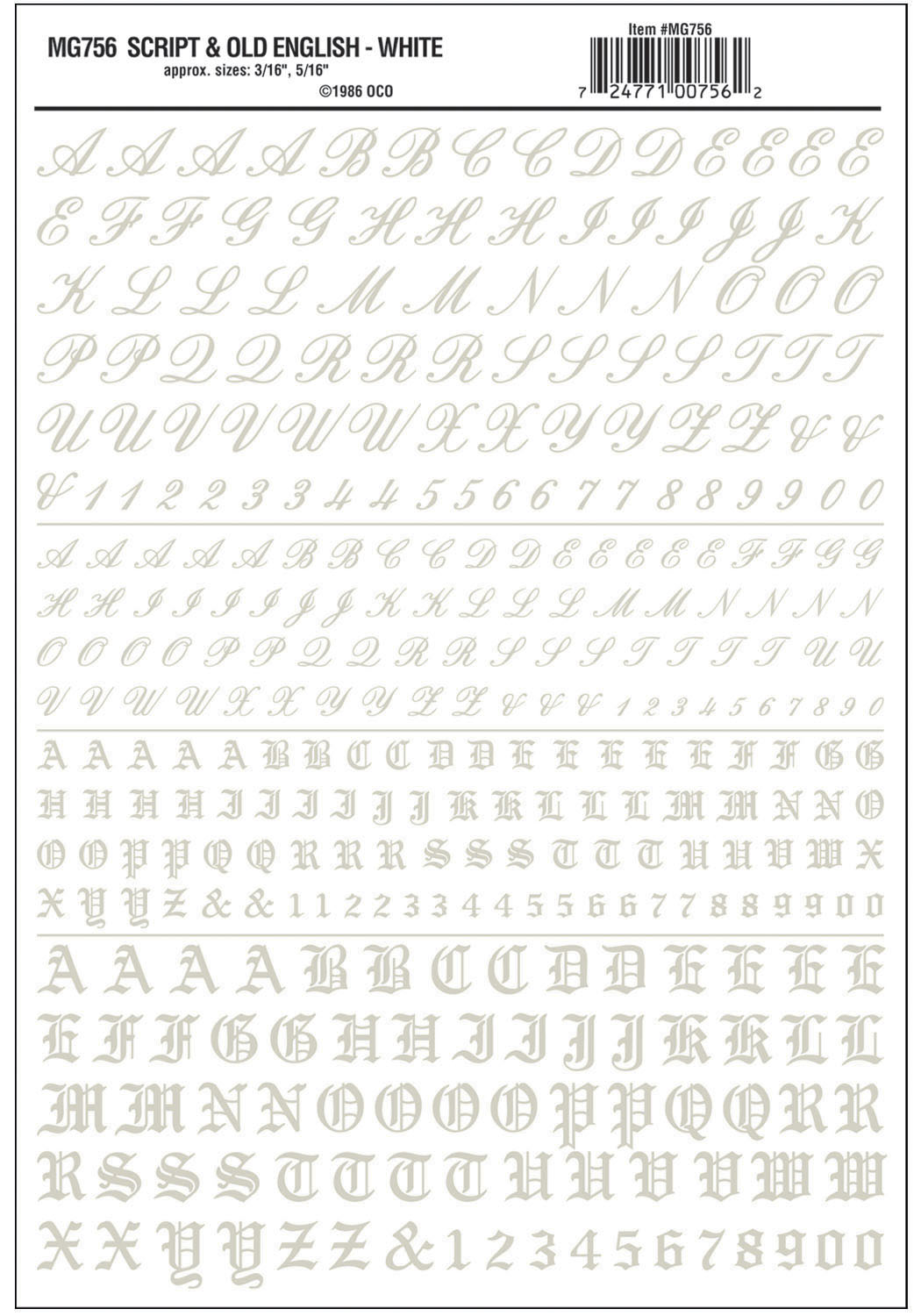 WMG756 Buchstaben & Zahlen in Altenglisch