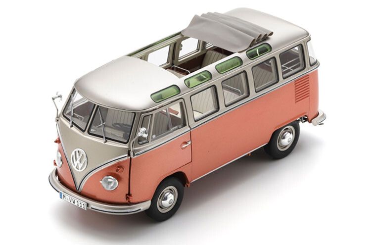 Schuco S00605 VW T1/2b Samba coralrot/beige