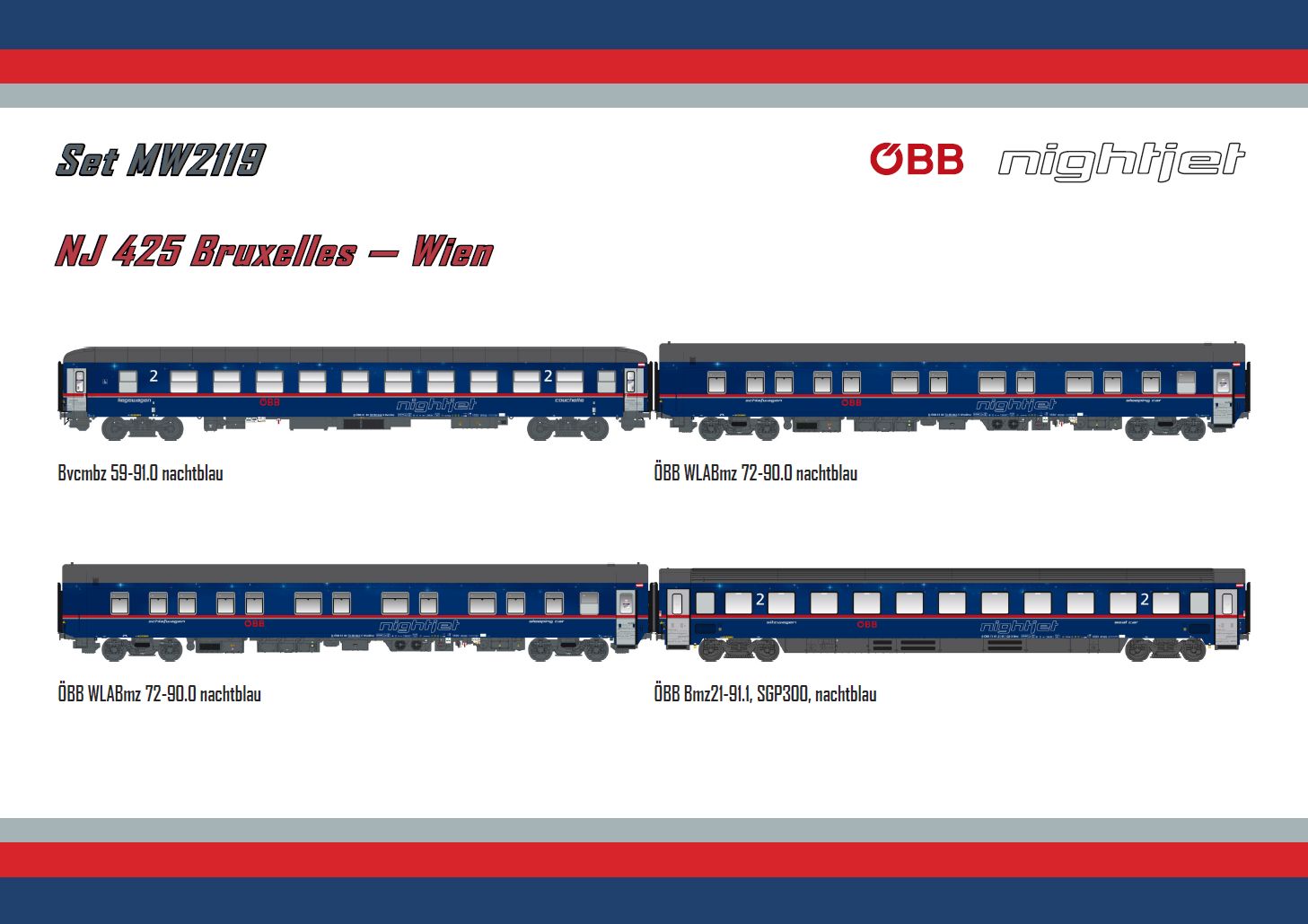 LS Models MW2119 ÖBB Nightjet Wagen-Set NJ425 4-tlg. Ep.6