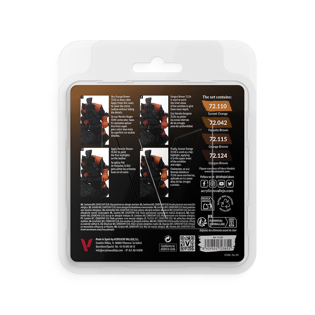 Vallejo 72385 Farb-Set Leder, 4x 18 ml