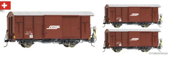 PI9110 RhB Güterwagen-Set Gbk 3-tlg. Ep.4/5