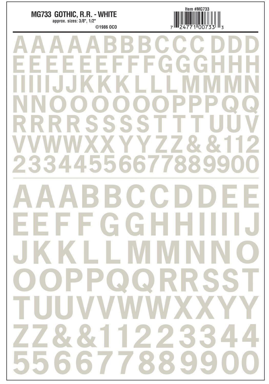 WMG733 Aufreibezahlen &-Buchstaben, weiß
