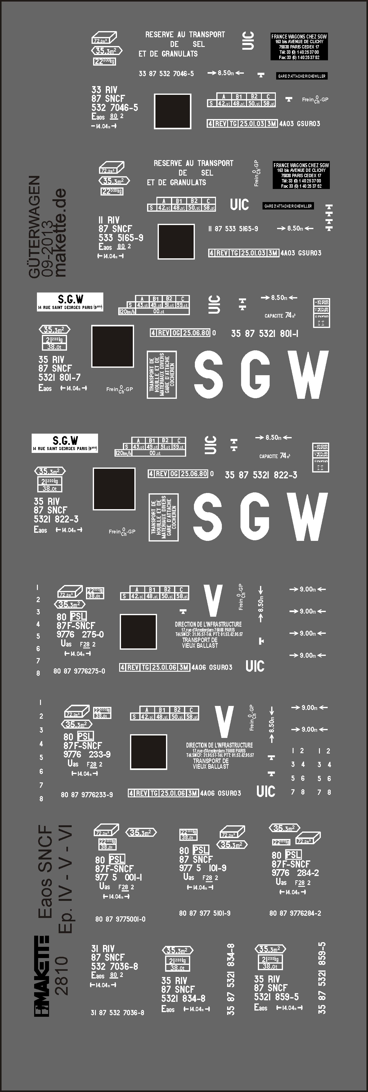 Makette 2810 Beschriftungssatz Eaos SNCF