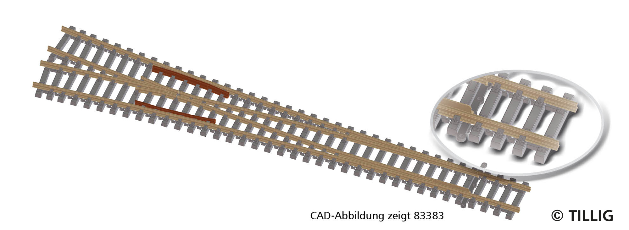 83344 Handweiche EW3 links 12°, Betonschwelle