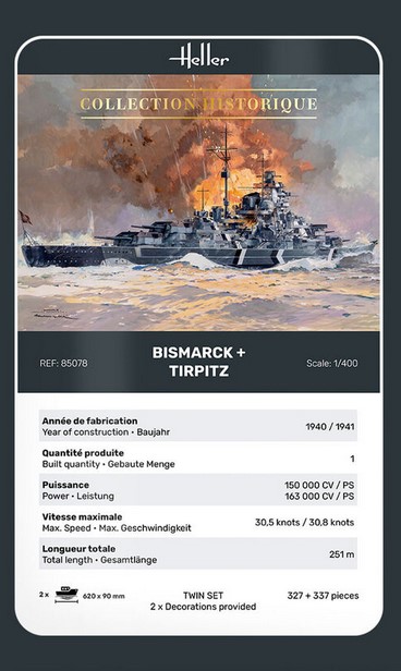 Heller 85078 Bismarck + Tirpitz TWINSET