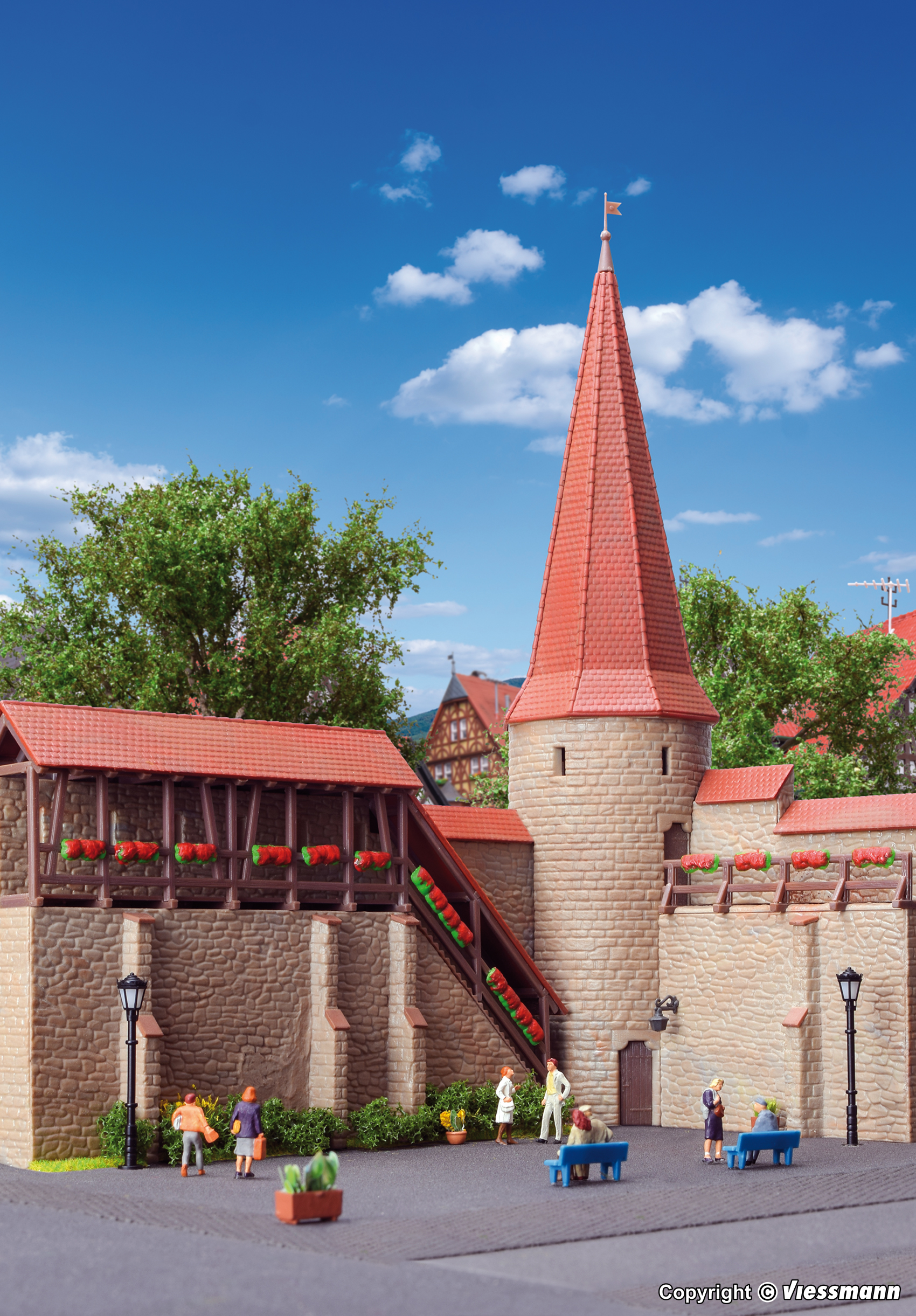 38915 Stadtmauer mit Rundturm in Weil