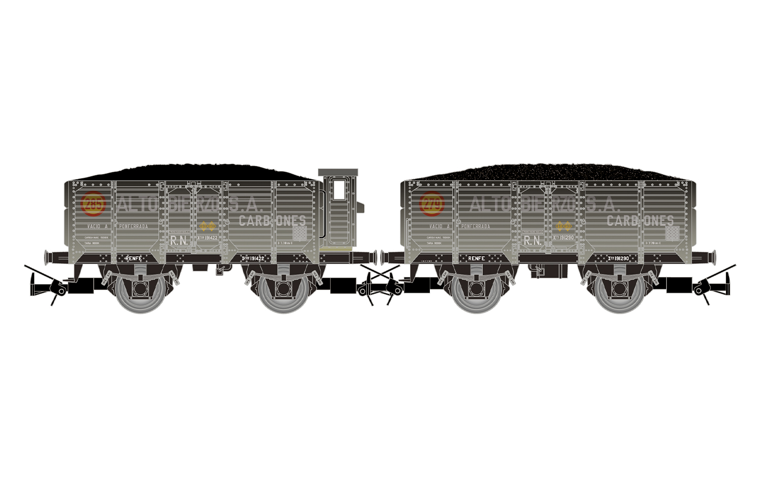 HE6094 RENFE, 2-unit set 2-axle open wagons, lo