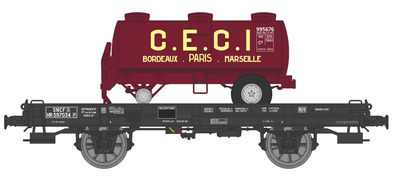 REE Modeles WB-644 SNCF UFR Einfachtragwagen beladen Ep.3