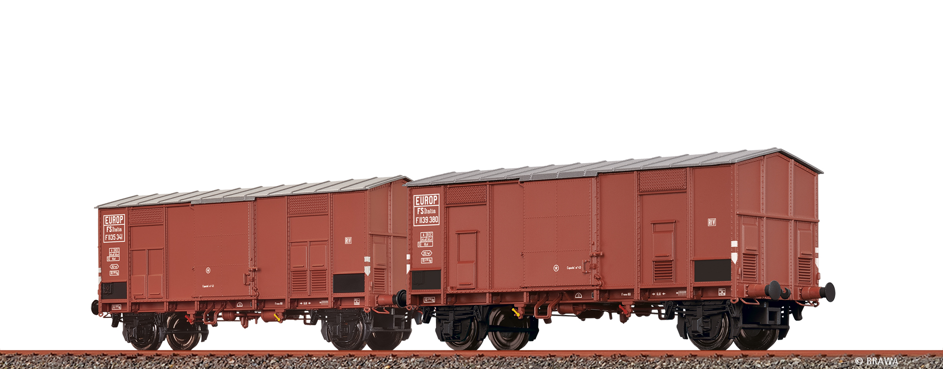 Brawa 48573 FS Spitzdachwagen F EUROP Set 2tlg. Ep.3