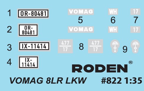Roden 822 VOMAG 8 LR LKW WWII German Heavy Truck